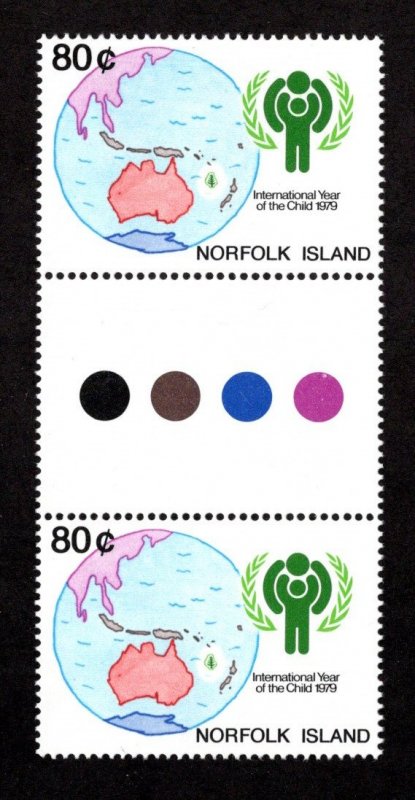 NORFOLK ISLAND  SC# 250  STOPLIGHT GUTTER PAIR  FVF/MNH