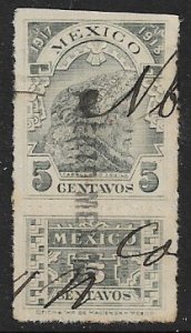 MEXICO REVENUES 1917-18 5c Indian in Headdress PUERTO MEXICO Control R447A Used