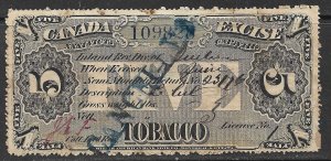 CANADA TOBACCO EXCISE Series of 1870 5lb Black TAX PAID REVENUE Used M-200