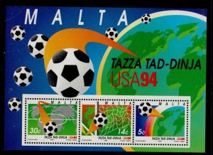 Malta Sc 838a 1994 Soccer World Cup stamp sheet mint NH