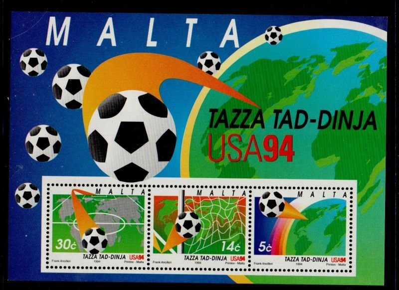 Malta Sc 838a 1994 Soccer World Cup stamp sheet mint NH