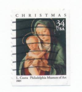 USA 2001 - Scott 3536 used - 34c, Christmas, Madonna & Child