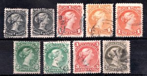 1868-76 Canada Large Queens - Used set 21, 21a, 22, 23, 24, 24b, 25, 26 Cv$1647