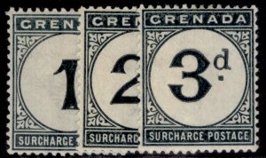 GRENADA QV SG D1-D3, 1892 postage due set, M MINT. Cat £475.