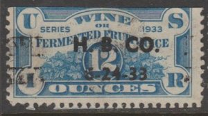 U.S.  Scott #REF4 Fermented Fruit Juice - Wine Revenue Stamp - Used Single