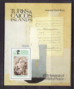 Turks & Caicos-Sc#485-unused NH sheet-Picasso-Paintings-1981-Music-