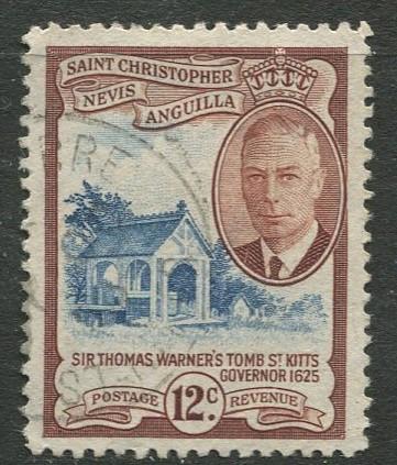 St. KITTS-NEVIS - Scott 113- KGVI Definitives -1952 - FU - Single 12c Stamp