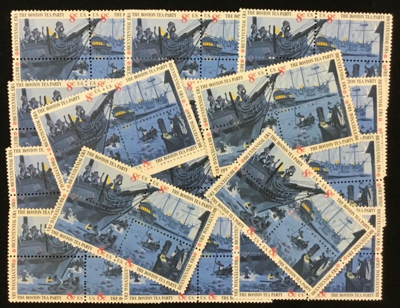 1480-1483     Boston Tea Party     25 MNH  8 cent blocks of 4     Issued in 1972 