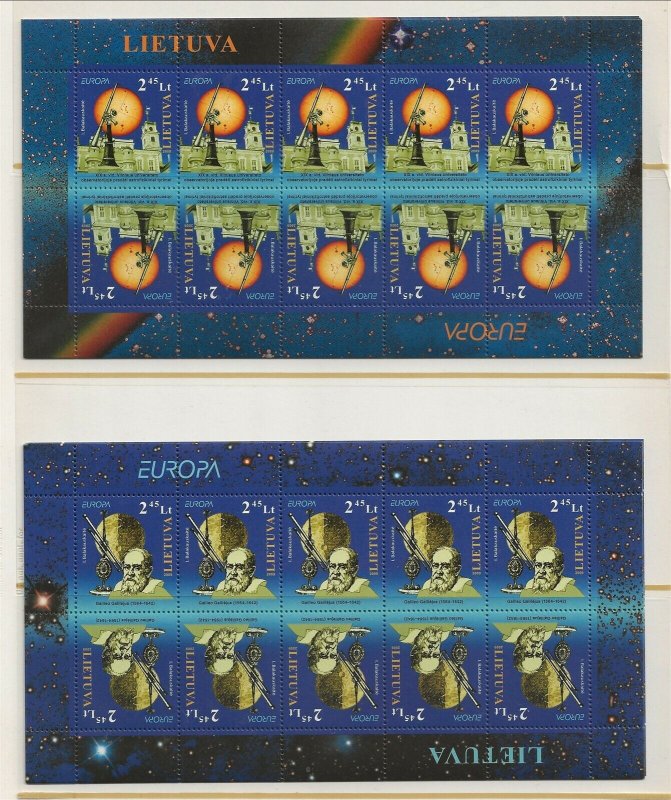 LITHUANIA Sc 892-3 NH issue of 2009 - MINISHEETS - EUROPA - ASTRONOMY