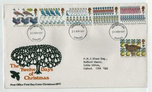 Great Britain FDC - 1977 Christmas - The Twelve Days of Christmas # 821 - # 826