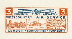 GB AVIATION 1933 Air Mail PROOF COLOUR TRIAL *Provincial Airways*Mint MNG SS3998