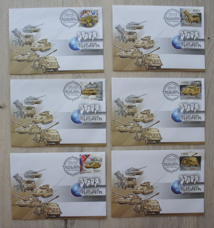 2023 war in Ukraine Covers with stamps Weapons of Victory. World with Ukraine