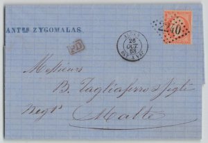 France 1868 40c Napoleon Algeria Ship Mail Folded Letter Cover to Malta