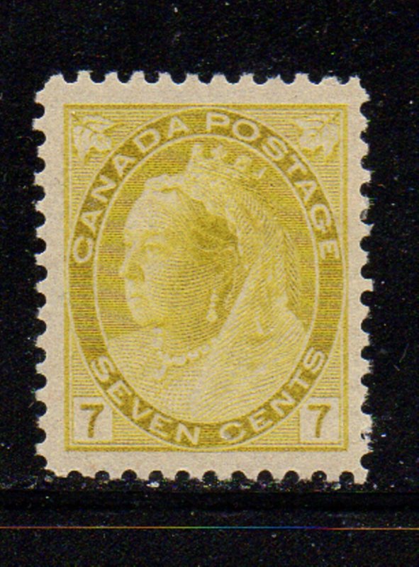 Canada Sc 81 1902 7 c yellow Victoria numeral stamp mint