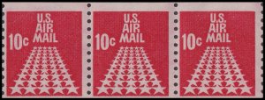 US C73 Airmail 5-Star Runway 10c coil strip (3 stamps) MNH 1968