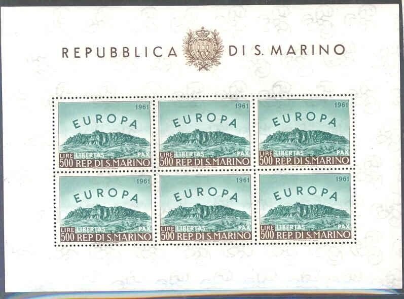 SAN MARINO EUROPE 1961 & 1962 SHEETS OF SIX MINT NH  AS SHOWN 