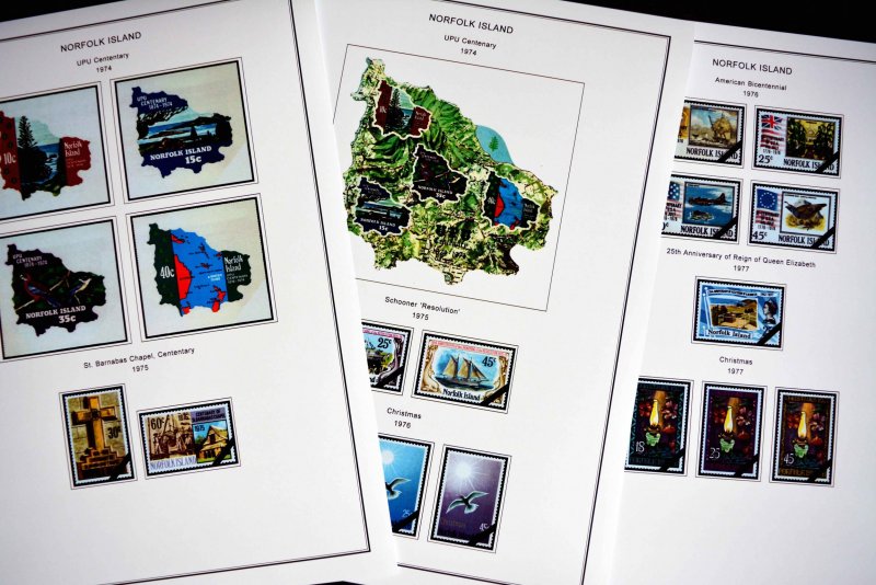 COLOR PRINTED NORFOLK ISLAND 1947-2010 STAMP ALBUM PAGES (129 illustrated pages)