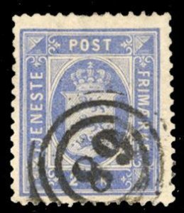 Denmark O1, $200, 1871 2s blue, used