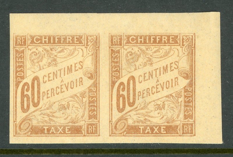 French Colony 1894 General Issues 60¢ Brown Due Sc #J21 Mint MARGIN PAIR D875