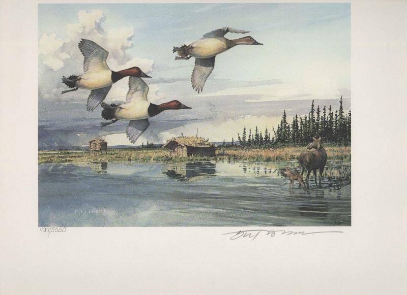 ALASKA #8 1992  STATE DUCK STAMP PRINT CANVASBACK MEDALLION EDITION Reg $295 