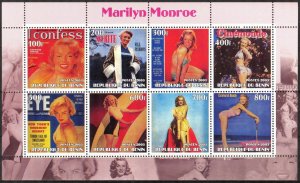 Benin 2003 Cinema Marilyn Monroe sheet of 8 MNH Private