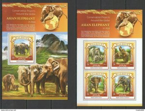 2015 Maldives Fauna Conversation Project Animals Asian Elephants Kb+Bl ** Ml182