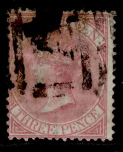 CEYLON QV SG62, 3d carmine-rose, USED. Cat £50.