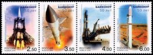 Russia 2004 50th of the Baikonur Cosmodrome Strip of 4 stamps MNH