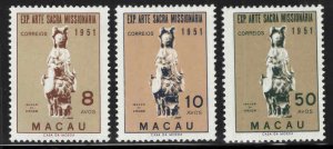 Macau Macao Scott 368-370 MH* Missionary Art Exhibit 1951 set