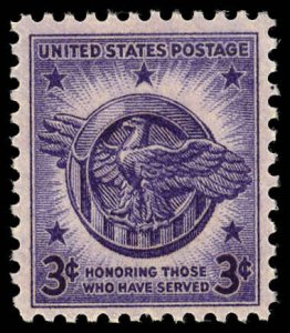 US Sc 940 VF/MNH - 1946 3¢ Honorable Discharge Emblem