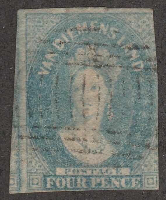 *KAPPYSSTAMPS M2209AUSTRALIA TASMANIA SCOTT # 13 USED XF CATALOG = $43