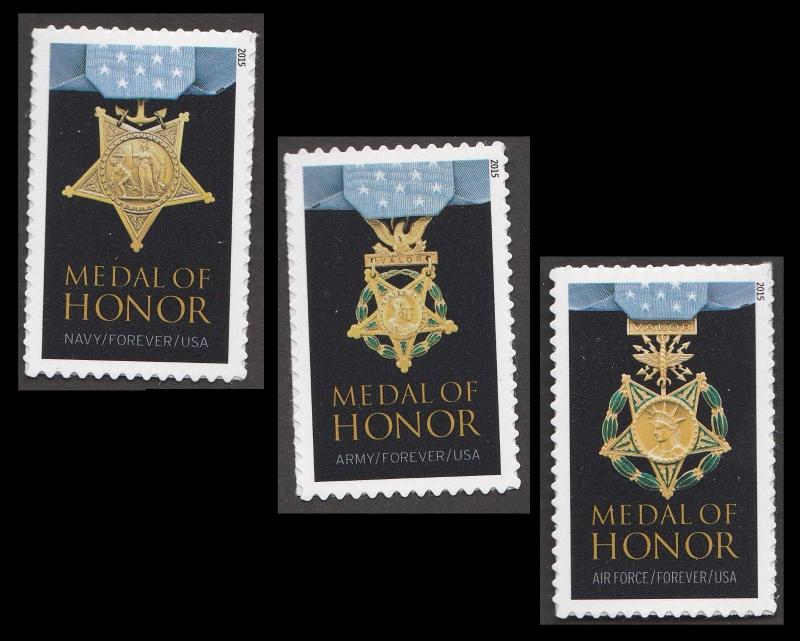 US 4822b 4823b 4988 Medal of Honor Vietnam War forever set (3 stamps) MNH 2015 