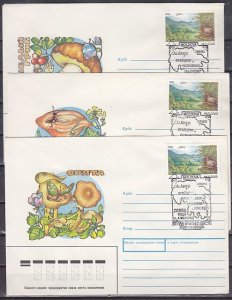 Moldova, 1992 issue. 3 Cartoon Postal Envelopes w/cancels. ^