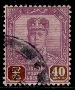 MALAYSIA - Johore GVI SG118, 40c dull purple & brown, FU. Cat £20. WMK SCRIPT