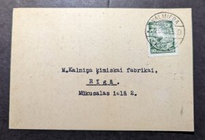 1935 Latvia Postcard Cover Valmiera to Riga