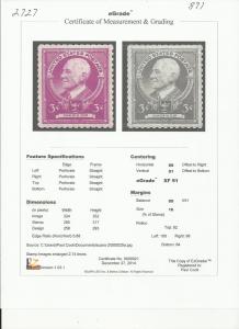 # 871 MINT NEVER HINGED CHARLES W. ELIOT EDUCATOR XF+