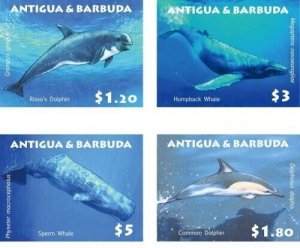 Antigua 2009 - Whales and Dolphins of the Caribbean Set of 4 - MNH