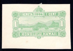 Hawaii #U1var (D'Assis E15) cut square, unused, CV $150.00