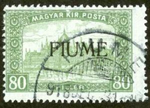 Fiume Sc# 15 Used 1918 80f Hungary Overprint