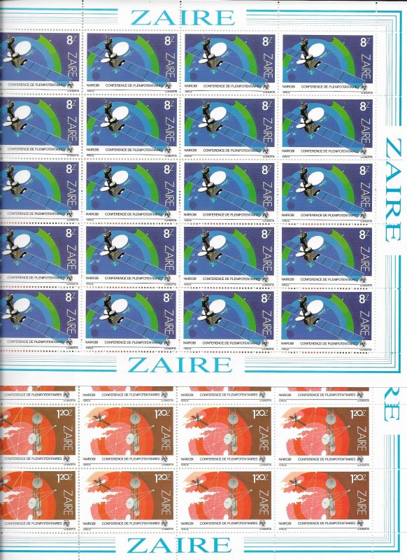 Zaire 1121-8 ITU/Satellites  MNH cpl. set x 100, vf. 2022 CV $ 705.00