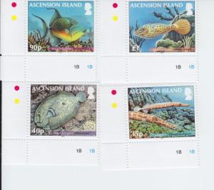 2012 Ascension Is Reef Fish II Set of 4 (Scott 1050-53) MNH