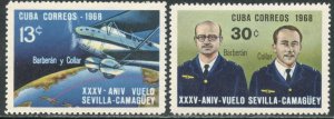 CUBA Sc#1336-1337 1968 Historic Flight Complete Set OG Mint NH