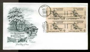 1179 BLOCK of 4 CIVIL WAR BATTLE of SHILO FDC SHILO, TN  ...