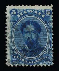 VERY NICE GENUINE HAWAII SCOTT #32 F-VF USED 1866 BLUE KING KAMEHAMEHA #19528A