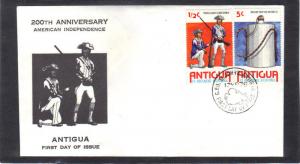 Int'l Antigua FDCs Honoring America's Bicentennial (Cachet-U/A) CV1017