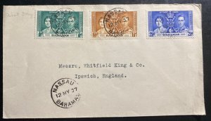 1937 Nassau Bahamas First Day Cover King George VI Coronation KGVI To England