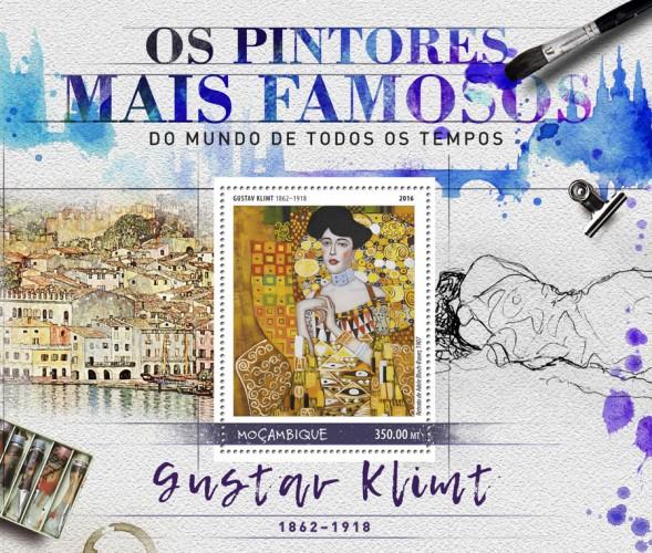 MOZAMBIQUE - 2016 - Painters. Gustav Klimt - Perf Souv Sheet - MNH