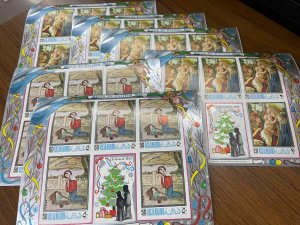 Lot of 6 - 1968 Ras Al Khaima UAE Christmas Souvenir Stamp Sheets #237a, 240a