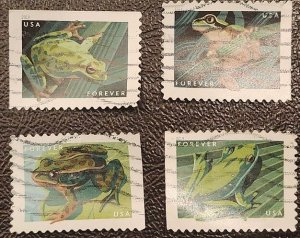 US Scott # 5395-5398; four used (55c) Frogs from 2019; VF/XF; off paper