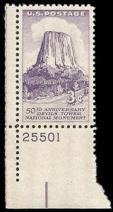 # 1084 MINT NEVER HINGED DEVIL'S TOWER     VF+